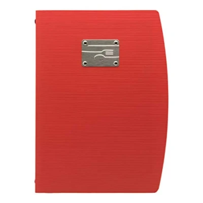 Afbeelding van Securit Menuhouder DIN A4 met contour vorken frontplaat en 1 dubbel vak rood