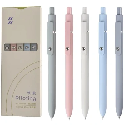 Afbeelding van MengRan Piloting Gelpen met fijne punt, 0,5 mm, sneldrogend, mooie pennen voor dames, cadeau idee Morandi zwarte inkt, 5 stuks