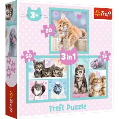 Afbeelding van Trefl Lieve Huisdieren 3 in 1 puzzel 20/36/50 stukjes