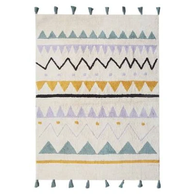 Afbeelding van Vloerkleed katoen beige/groen 140 x 200 cm ZAYSAN