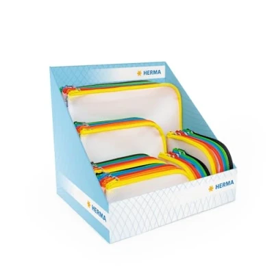 Afbeelding van HERMA Lot de 50 porte documents avec fermeture éclair, pochette étanche à en plastique semi transparent, 5 tailles différentes