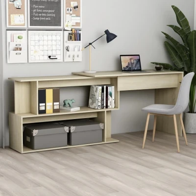 Afbeelding van Hoekbureau 200x50x76 cm bewerkt hout sonoma eikenkleurig