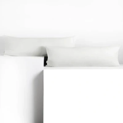 Image de DecoKing 2 taies d&#039;oreiller 40 x 145 cm Jersey 100% en coton peigné fermeture éclair blanc ambre