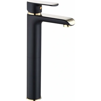 Afbeelding van REA Bloom Wastafelkraan/ Mengkraan Opbouw Hoog Model Mat Zwart/Glans Goud