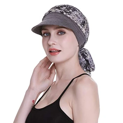 Afbeelding van FocusCare Newsboy pet voor dames, chemo, met sjaals, geschenken, haaruitval, het hele jaar door verkrijgbaar, donkergrijs (Dark Heather Gray)