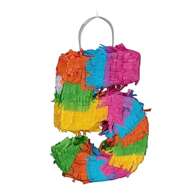 Afbeelding van Relaxdays mini pinata cijfer 5 party verjaardag jublieum regenboogkleuren