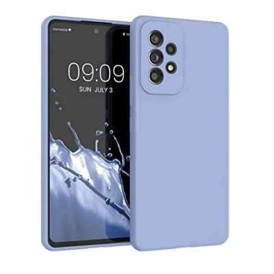 Afbeelding van kwmobile telefoonhoesje geschikt voor Samsung Galaxy A53 5G Hoesje met siliconen coating Smartphone case in mat lichtblauw