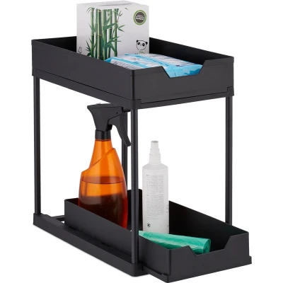 Afbeelding van Relaxdays gootsteenkast organizer 2 lades rek onder wastafel keukenkast