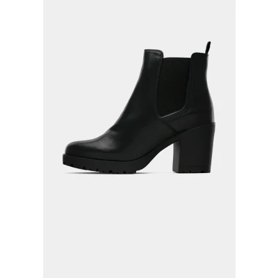 Afbeelding van Marco Tozzi Enkellaarsjes met plateauzool, Dames, Maat: 37, Black Imitatieleer/ textiel