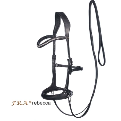 Afbeelding van F.R.A. Bitloos Hoofdstel Rebecca Side Pull Softleder Teugels Zwart Cob