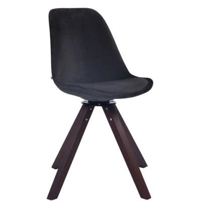 Image de CLP Chaise visiteur Troyes en velours avec piétement Carré bois de hêtre ou chêne , Noir /Noyer