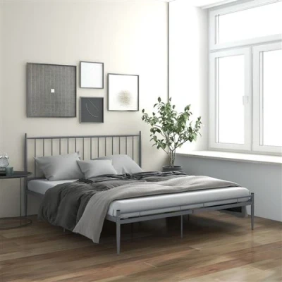 Afbeelding van vidaXL Bedframe metaal grijs 200x200 cm