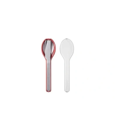 Image de Mepal Set de Couverts 3 Pièces Ellipse à Emporter Composé d&#039;un Couteau, d&#039;une Fourchette et Cuillère Avec Étui Voyage Acier Inoxydable Vivid Mauve