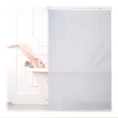Afbeelding van Relaxdays douche rolgordijn wit douchegordijn gordijn bad &amp; waterafstotend 100x240cm