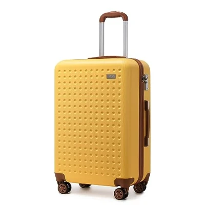 Afbeelding van Kono Valiezenset, harde schaal, cabinekoffer + opvouwbaar, reiszak voor sport, met beautycase, Geel.