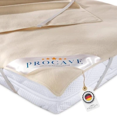 Afbeelding van PROCAVE Matraskussen, 100% natuurlijk katoen, ademend, Molton, premium kwaliteit, Made in Germany, 80 x 200 cm