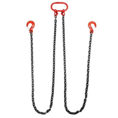 Afbeelding van QWORK® 3T hangketting, hoge sterkte, 2 m, strengen, ketting van 8 mm mangaanstaal, haken zeer sterk gelegeerd staal