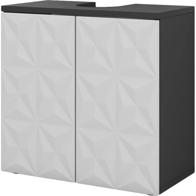 Afbeelding van Vicco Wastafelonderkast Edge, Zwart/Zwart, 60 x 57 cm met 2 deuren