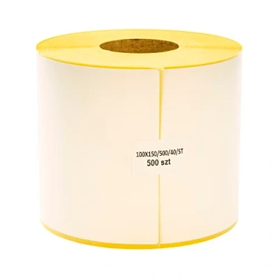 Afbeelding van MDlabels thermische etiketten wit op rol 100 x 150 mm 500 stuks huls 40 permanent klevend, verzendetiketten,
