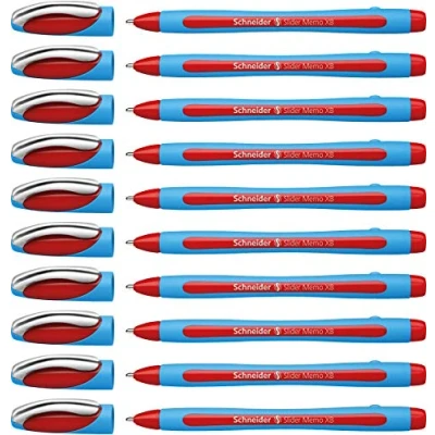 Afbeelding van Schneider Slider Memo XB balpen (met dop, extra grote punt (XB)) rood, 10 stuks