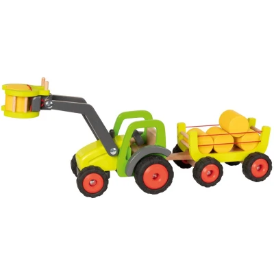 Afbeelding van Goki Houten Tractor met Hooiwagen