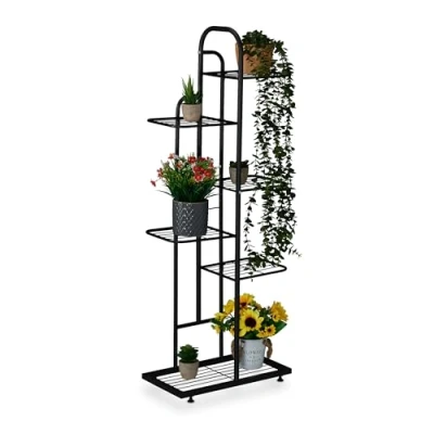 Afbeelding van plantenstandaard binnen 6 etages 109,5x44x22 cm metaal zwart