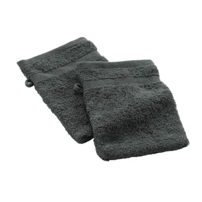 Afbeelding van douceur d&#039;intérieur, 2 washandjes (15 x 21 cm) Elegance antraciet, 100% katoen, effen