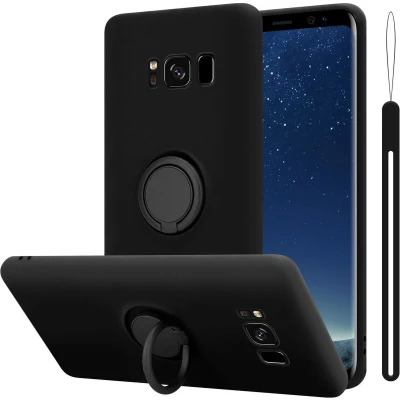 Afbeelding van Cadorabo Hoesje geschikt voor Samsung Galaxy S8 in LIQUID ZWART Beschermhoes van flexibel TPU silicone Case Cover met ring