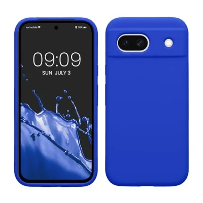 Afbeelding van kwmobile telefoonhoesje geschikt voor Google Pixel 8a Hoesje met siliconen coating Smartphone case in Baltisch blauw
