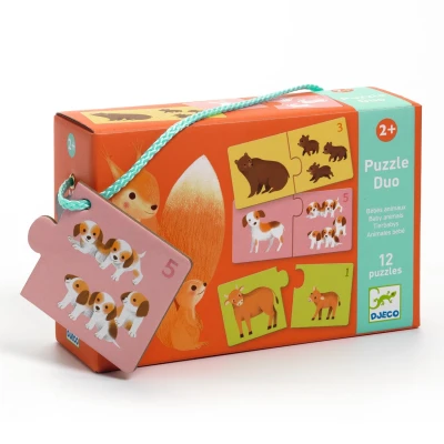 Afbeelding van Djeco puzzel duo babydieren 12x2st