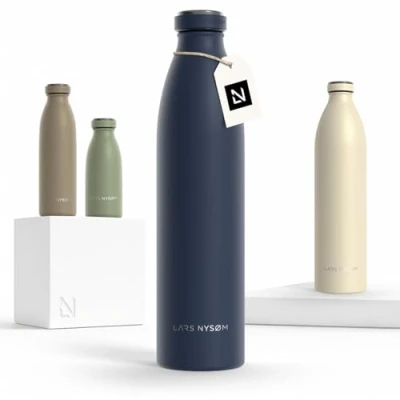 Afbeelding van LARS NYSØM &#039;Ren&#039; Roestvrijstalen drinkfles 1000ml BPA vrije geïsoleerde waterfles voorSport, Fiets, Volwassene, Kids Navy