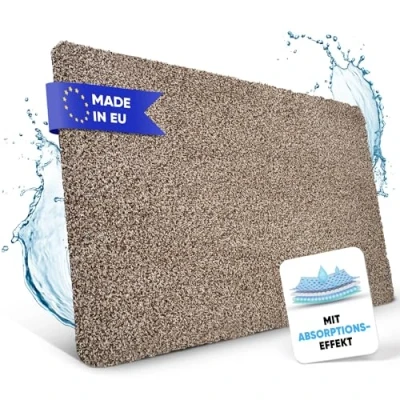 Afbeelding van Entrando Deurmat, 50 x 80 cm, voor binnen en buiten, wasbaar, absorberend, antislip, ideaal voordeur, keuken, badkamer, beige