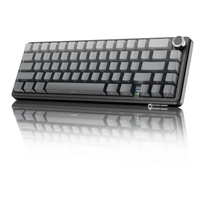 Afbeelding van MAMBASNAKE X ATTACK SHARK X66 mechanisch toetsenbord, draadloos, 65% met knop, RGB gamingtoetsenbord 60%, BT/2,4 G/USB C, lineaire schakelaar, PBT toetsen aan de zijkant bedrukt maanlicht nacht