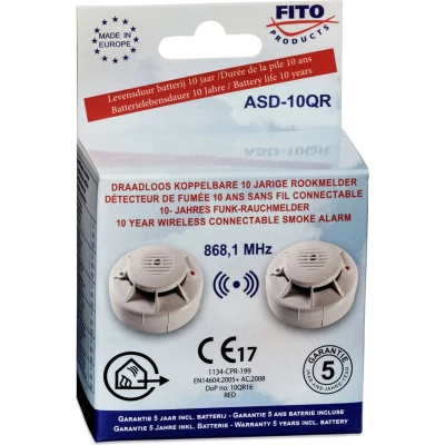 Afbeelding van Draadloos koppelbare rookmelder incl.3V vaste lithium batterij 10 jaar.