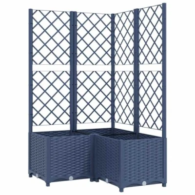 Afbeelding van Plantenbak met latwerk 80x80x136 cm polypropeen donkergrijs