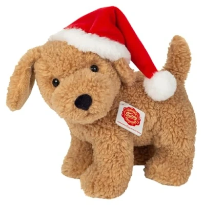 Afbeelding van Knuffel Hond met Kerstmuts 20cm