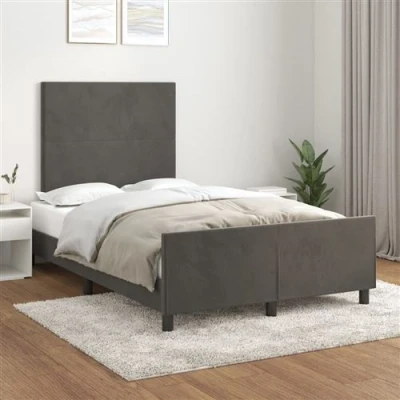 Afbeelding van vidaXL Bedframe met hoofdeinde fluweel donkergrijs 120x200 cm