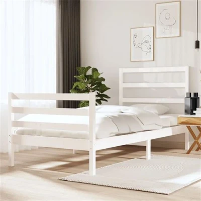 Afbeelding van vidaXL Bedframe massief grenenhout wit 90x190 cm