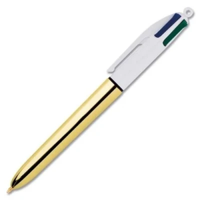 Afbeelding van Balpen Bic 4kleuren shine medium goud