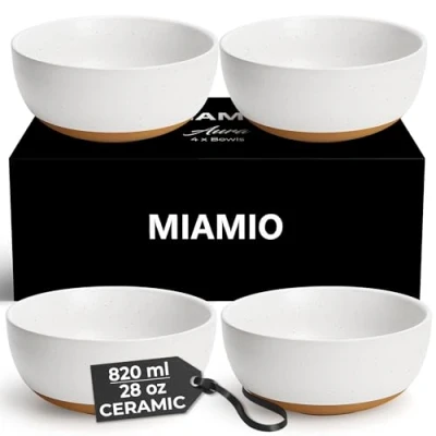 Afbeelding van MIAMIO Set van 4 keramische soepkommen 820 ml/set mueslikommen voor salade, haver, fruit, rijst Vaatwasmachine en magnetronbestendig Aura collectie
