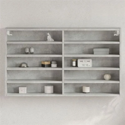 Afbeelding van Vitrinekast 100x15x58 cm bewerkt hout betongrijs