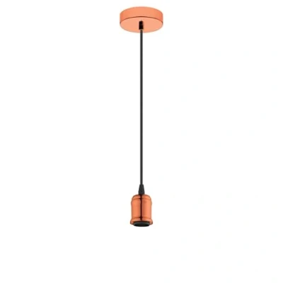 Afbeelding van EGLO Yorth hanglamp met 1 lichtpunt, snoerpendel, vintage, industrieel, van staal in koper, kabel zwart, voor eettafel of woonkamer, E27 fitting