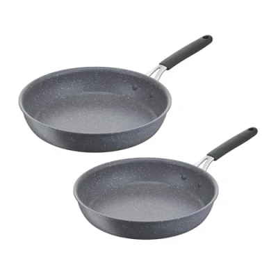 Afbeelding van Lagostina Tempra Mineral pannenset met antiaanbaklaag van staal en aluminium minerale coating + Ø 24/28 cm, siliconen handvat, steeneffect, geschikt voor alle warmtebronnen