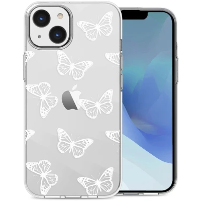 Afbeelding van iMoshion hoesje Geschikt voor iPhone 14 Siliconen Design Grijs / Butterfly