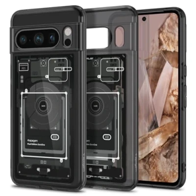 Afbeelding van Spigen Ultra Hybrid Geschikt voor Google Pixel 8 Pro Back Cover Zero One Grijs