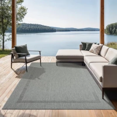 Afbeelding van the carpet Mistra robuust buitentapijt, modern, weerbestendig &amp; UV bestendig, voor balkon, terras en serre Maar ook geschikt de keuken, plat geweven, 080x200