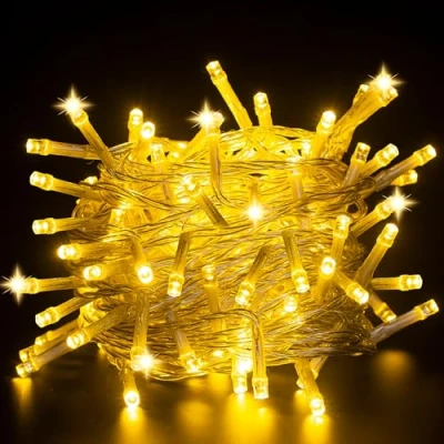 Afbeelding van CNMTCCO Lichtsnoer, 5 m, 50 leds, werkt op batterijen, kleine lichtketting voor binnen, Kerstmis, slaapkamer, feest, bruiloft, boomdecoratie (warm wit, 1 stuk, leds)