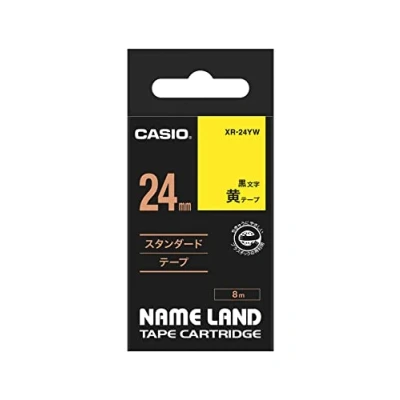 Afbeelding van Casio XR 24YW1 Labeltape Tapekleur: Geel Tekstkleur: Zwart 24 mm 8 m
