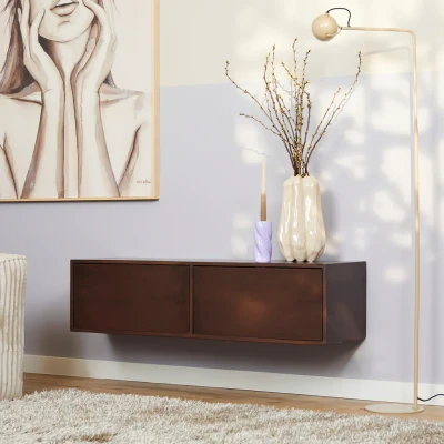Afbeelding van Zwevend tv meubel Vision Walnut 120 cm