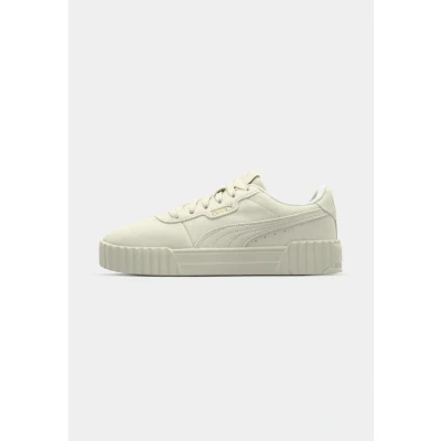 Afbeelding van Puma Carina 3.0 Sneakers laag, Dames, Maat: 40.5, Alpine snow/gold Veloursleer